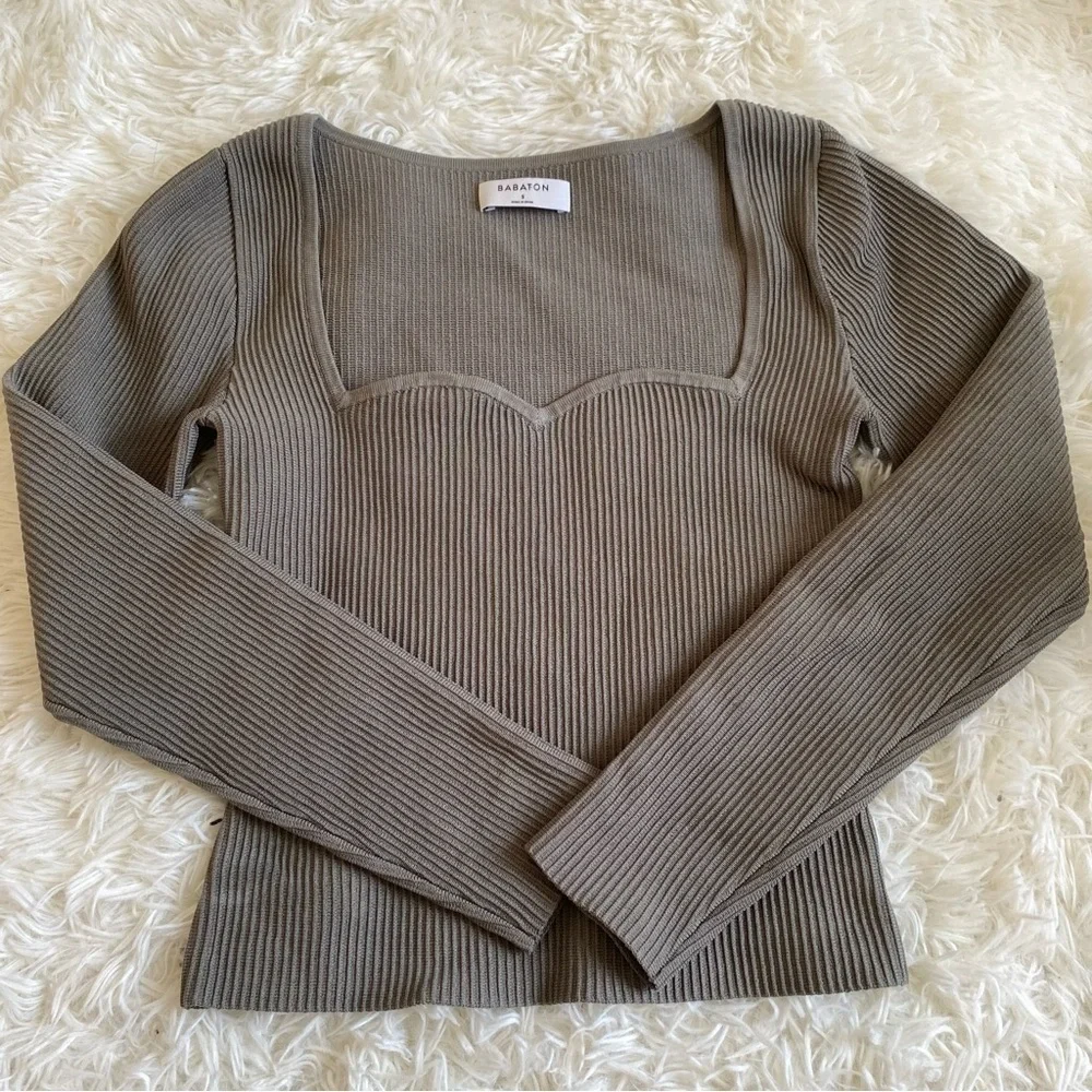 Aritzia Babaton Sculpt Knit Sweetheart Longsleeve - Picture 2 of 8